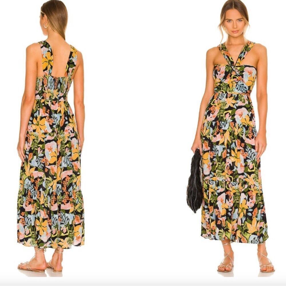 Saylor Women's Starlee Maxi Black Multi Color Floral Dress Size Medium